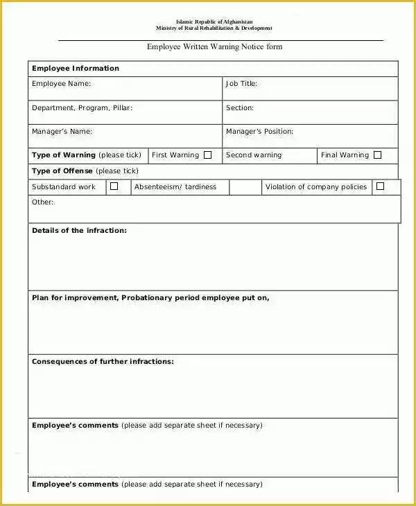 Free Employee Warning Notice form Template Of 12 Printable Written Warning Templates Pdf Google Docs