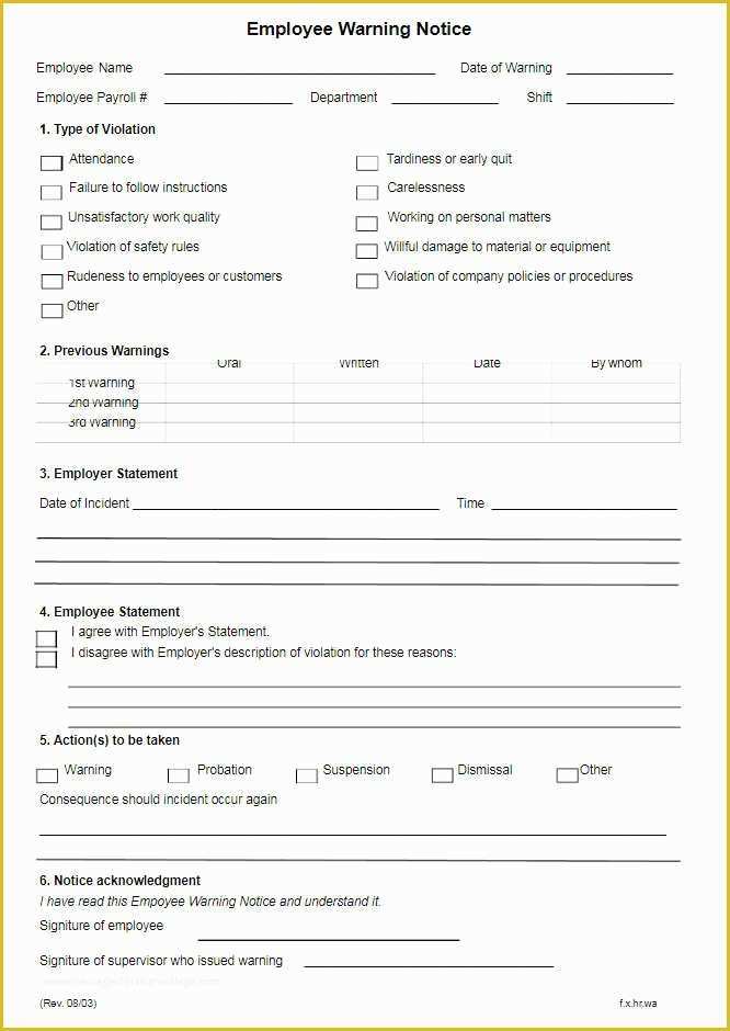 Free Employee Warning Notice form Template Of 26 Employee Write Up form Templates Free Word