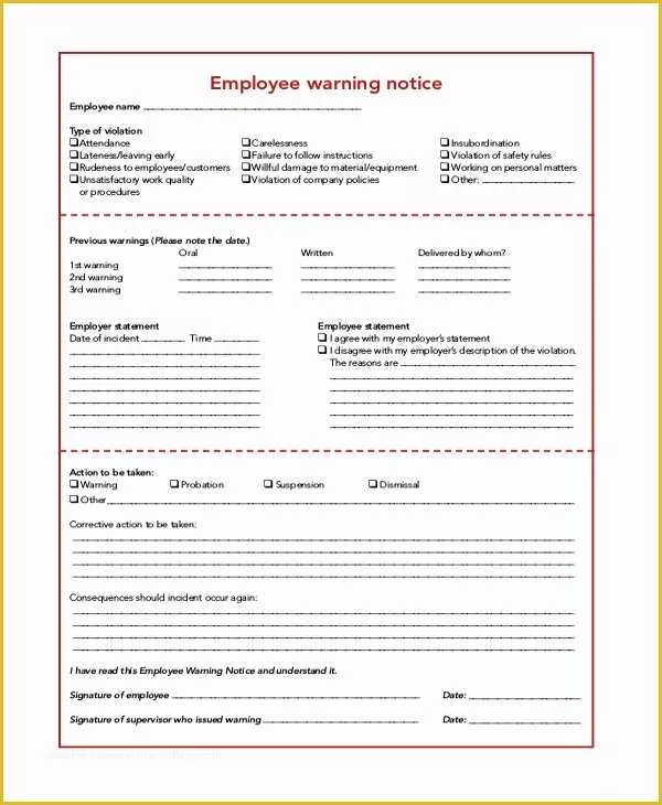 Free Employee Warning Notice form Template Of 6 Sample Employee Warning Notice forms