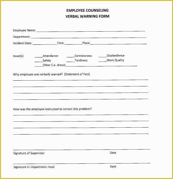 Free Employee Warning Notice form Template Of 6 Verbal Warning Templates – Pdf