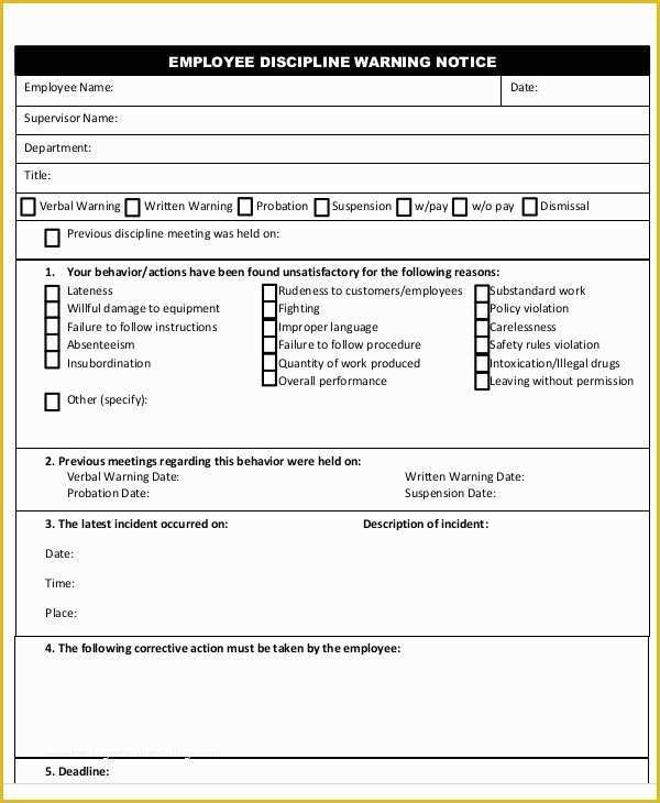 Free Employee Warning Notice form Template Of 7 Employee Warning Notice Templates Pdf Google Docs