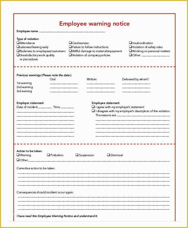 Free Employee Warning Notice form Template Of 7 Employee Warning Notice Templates Pdf Google Docs