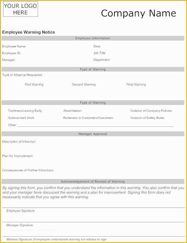 Free Employee Warning Notice form Template Of 9 Best Of Employee Warning Notice Template Free