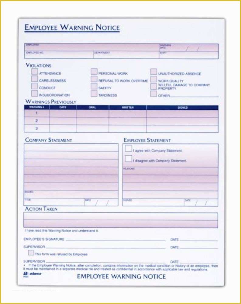 Free Employee Warning Notice form Template Of Adams Employee Warning Notice 1 Part 2 Pk