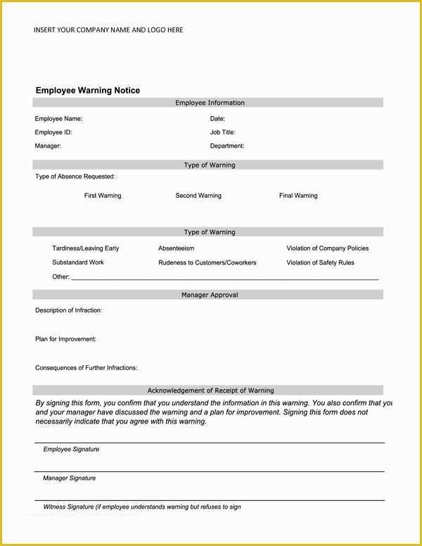 Free Employee Warning Notice form Template Of Employee Reprimand form Sample forms