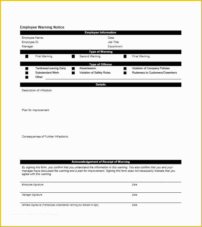 Free Employee Warning Notice form Template Of Employee Warning Notice Download 56 Free Templates & forms