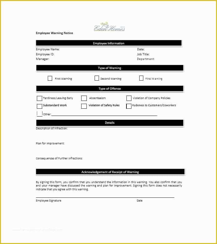 Free Employee Warning Notice form Template Of Employee Warning Notice Download 56 Free Templates & forms