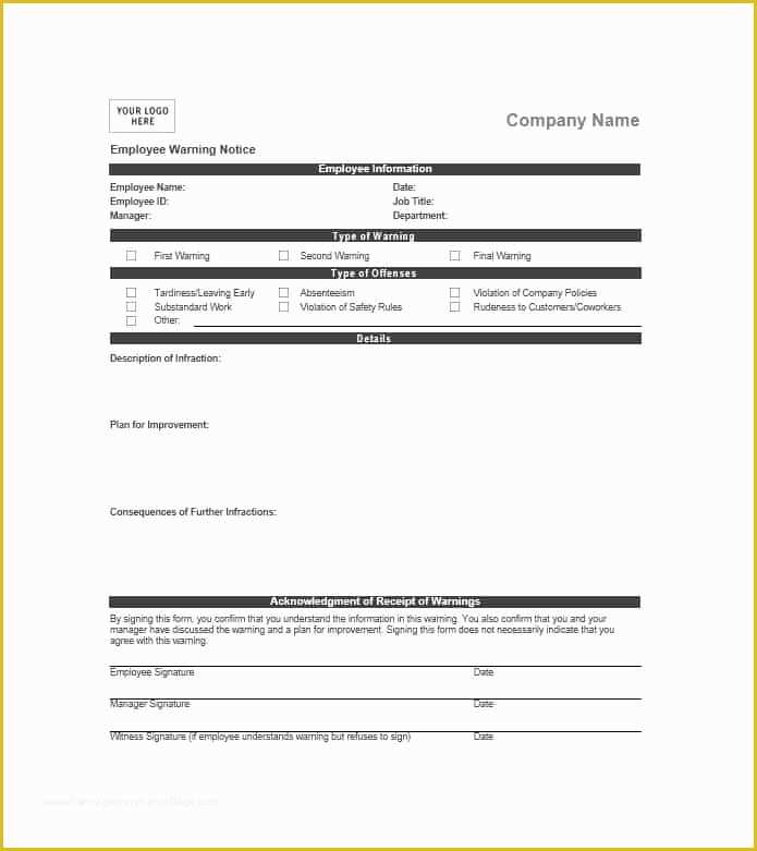 Free Employee Warning Notice form Template Of Employee Warning Notice Download 56 Free Templates & forms