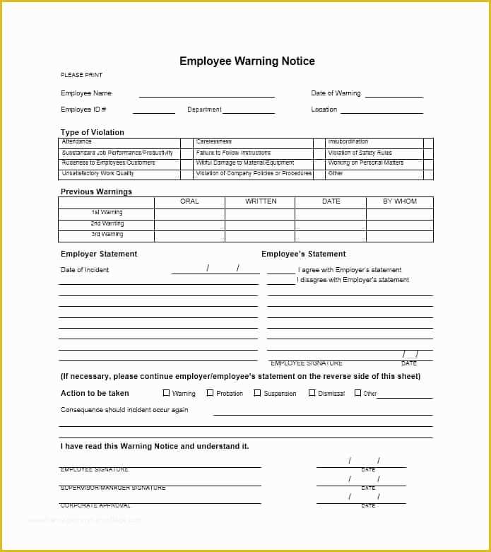 Free Employee Warning Notice form Template Of Employee Warning Notice Download 56 Free Templates & forms