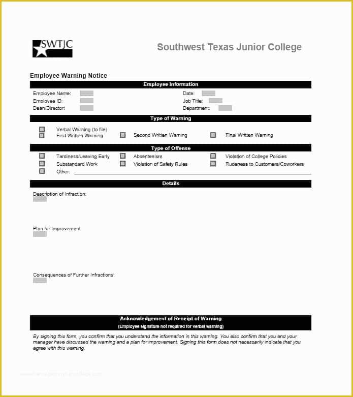 Free Employee Warning Notice form Template Of Employee Warning Notice Download 56 Free Templates & forms