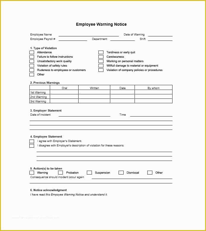 Free Employee Warning Notice form Template Of Employee Warning Notice Download 56 Free Templates &amp; forms