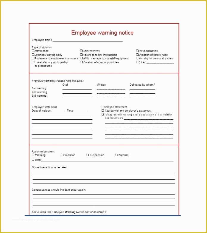 Free Employee Warning Notice form Template Of Employee Warning Notice Download 56 Free Templates & forms