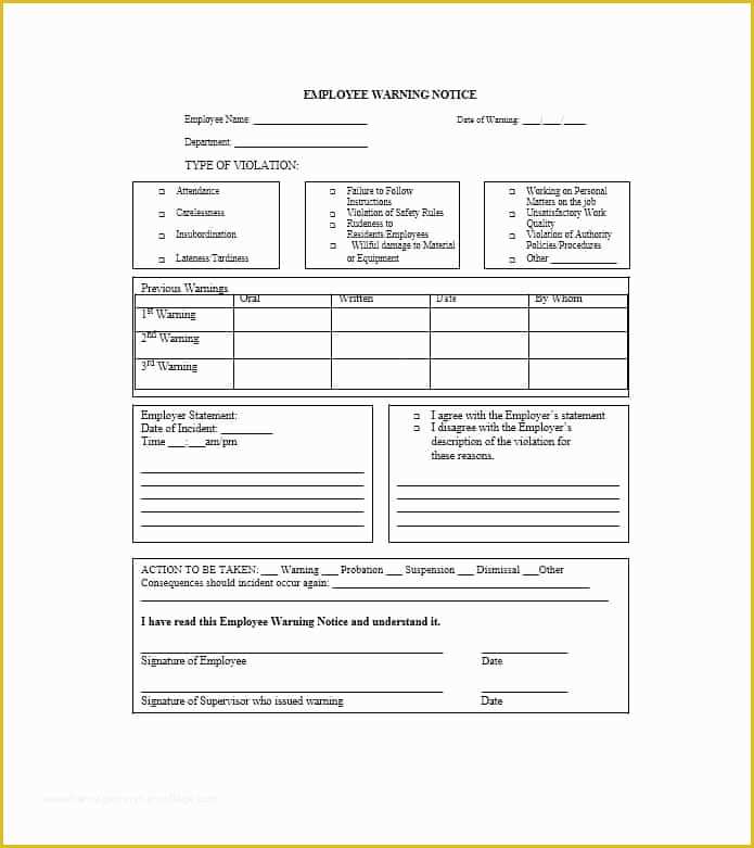 Free Employee Warning Notice form Template Of Employee Warning Notice Download 56 Free Templates & forms