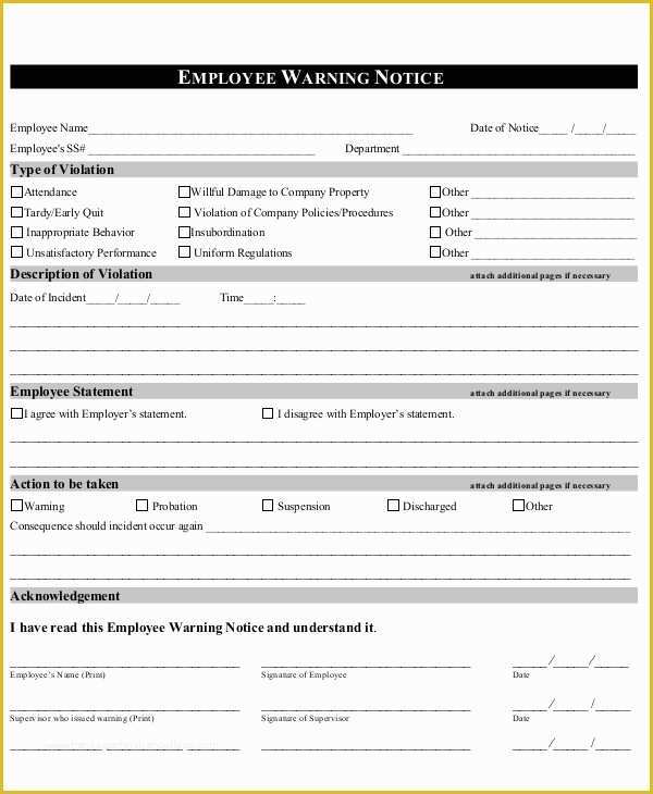 Free Employee Warning Notice form Template Of Employee Warning Notice