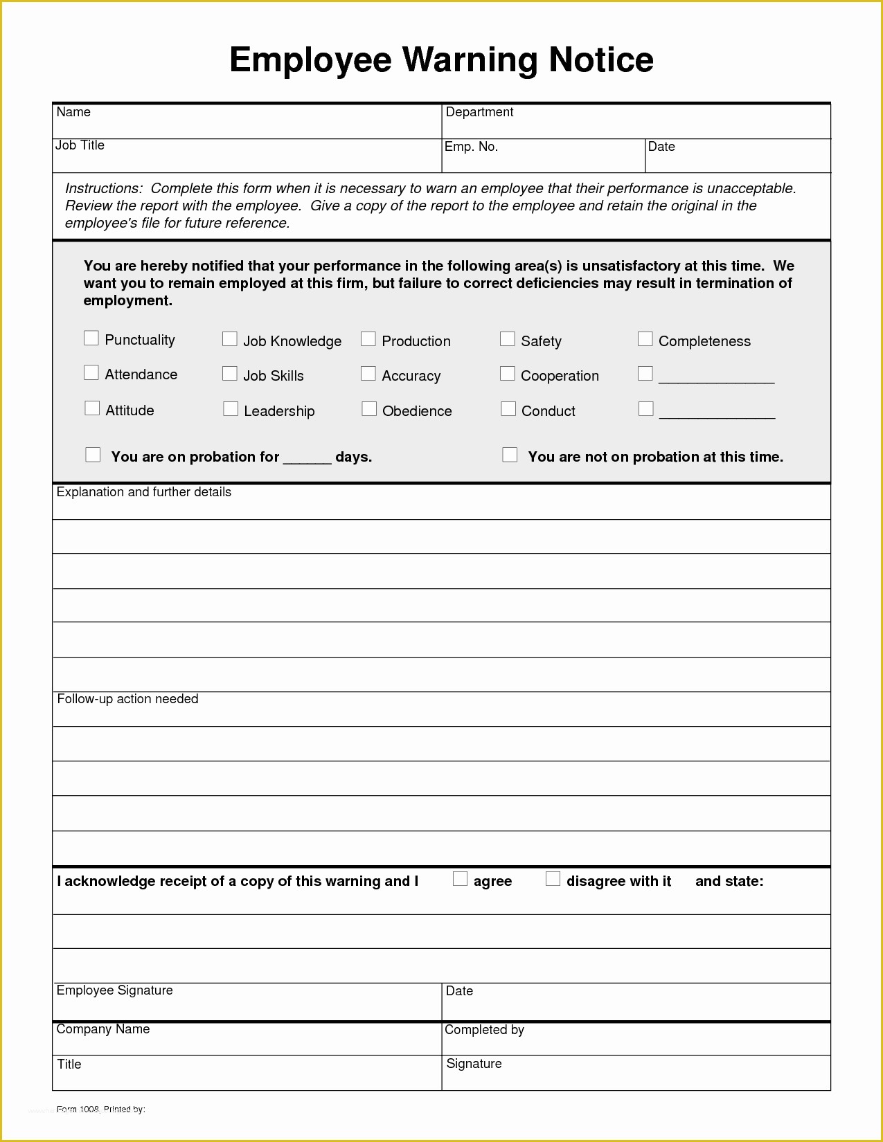 Free Employee Warning Notice form Template Of Free Employee Write Up Sheets