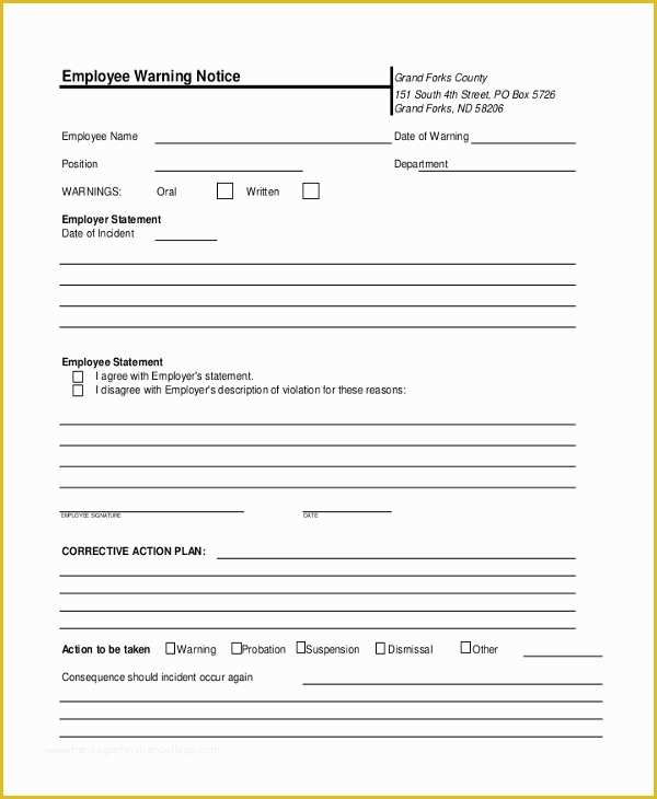 Free Employee Warning Notice form Template Of Sample Employee Warning Notice 8 Sample Documents In