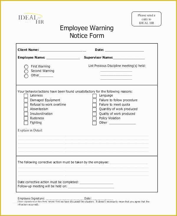 Free Employee Warning Notice form Template Of Verbal Warning Letter Template Free Best Best S