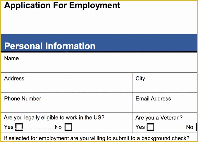 Free Employment Application Template California Of 4 Customizable Employee Job Application forms Pdf Word