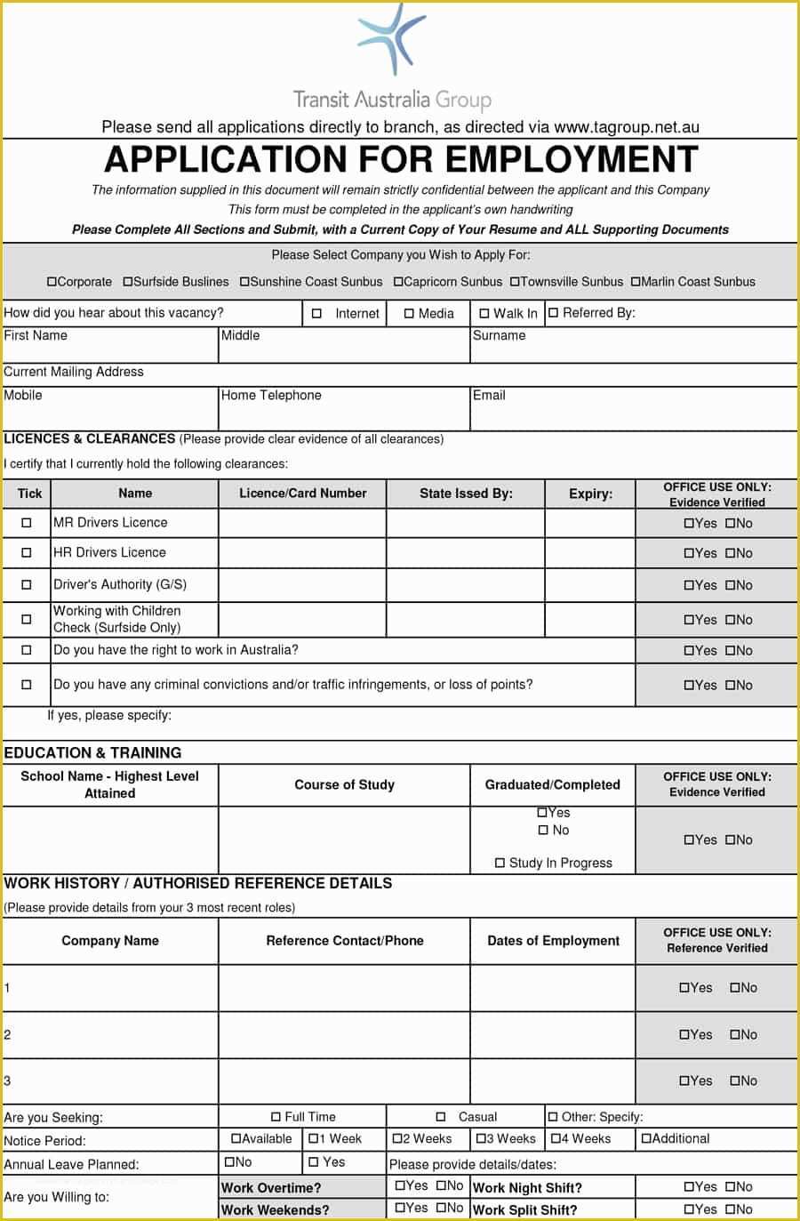 Free Employment Application Template California Of 50 Free Employment Job Application form Templates