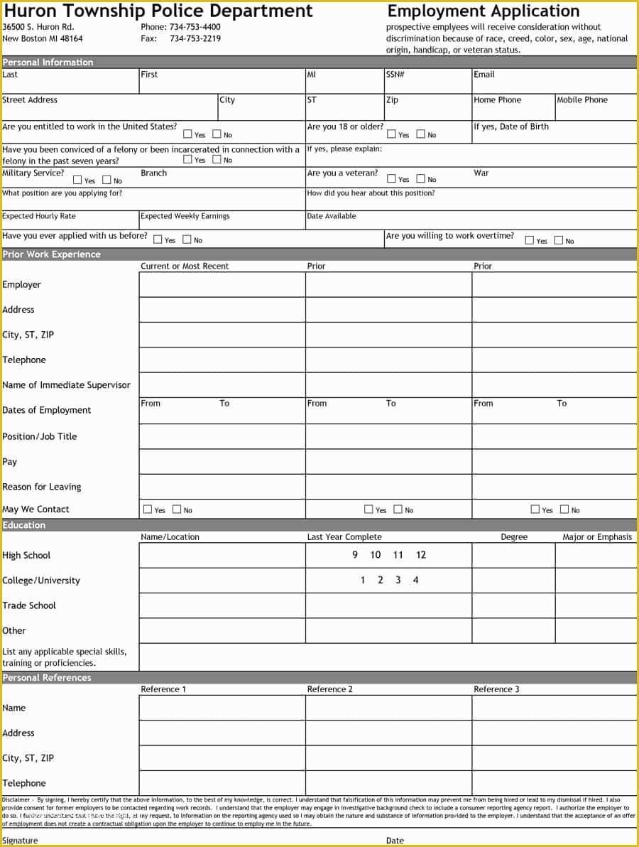 Free Employment Application Template California Of 8 Free Standard Job Application form Template format
