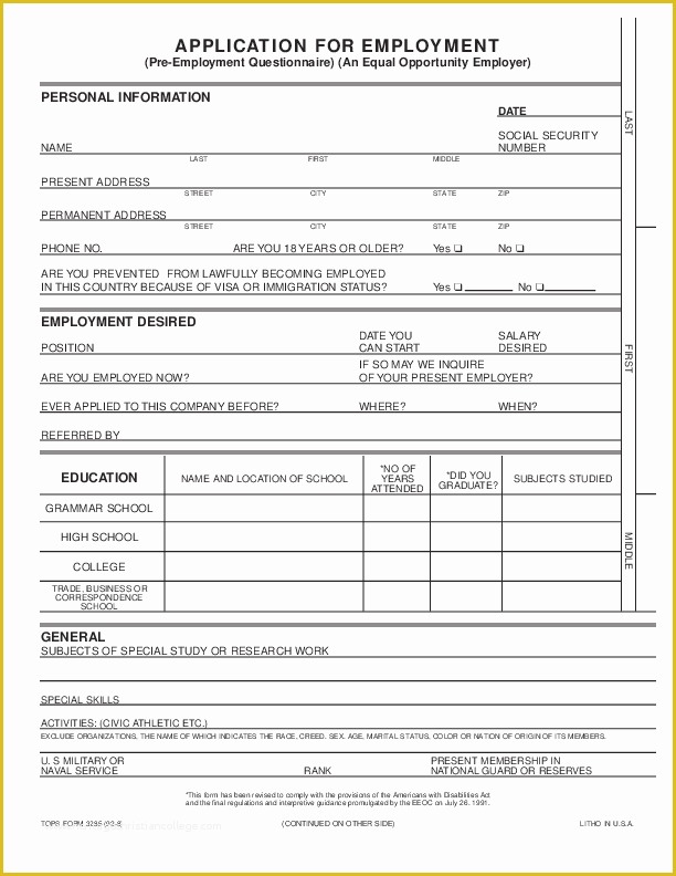Free Employment Application Template California Of Blank Job Application form Samples Download Free forms
