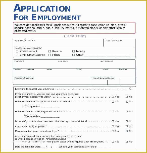 Free Employment Application Template California Of Blank Job Applications to Print Free Printable Application