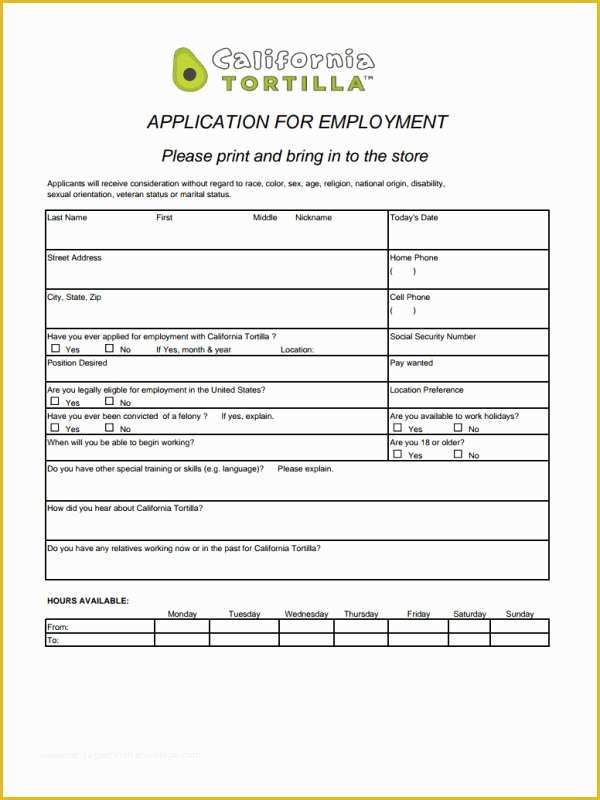 Free Employment Application Template California Of California Employment Application Template Templates