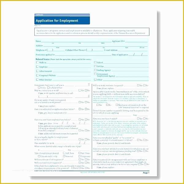 43 Free Employment Application Template California