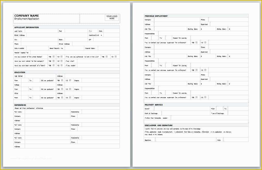 Free Employment Application Template California Of Employment Application form Download Template Pdf Employee