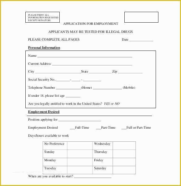 Free Employment Application Template California Of Employment Application Template Sample form California