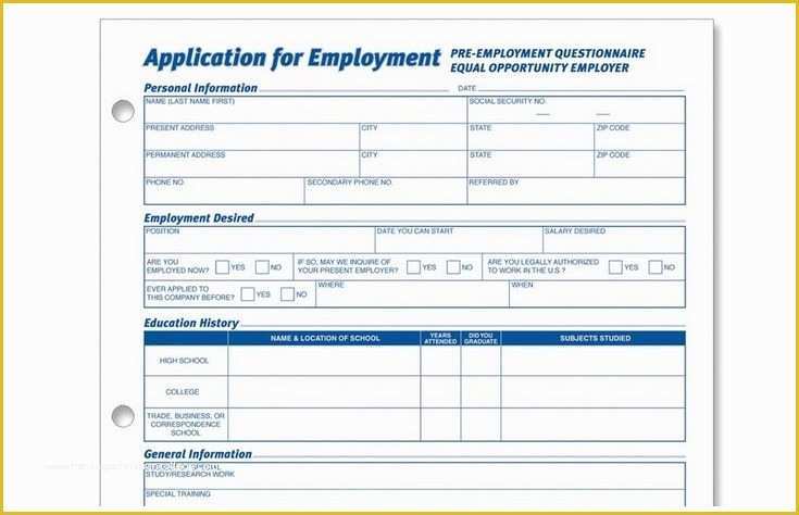 Free Employment Application Template California Of Generic Employment Application form