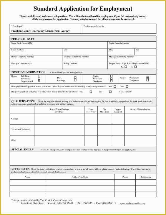 Free Employment Application Template California Of Printable Application for Employment California Template