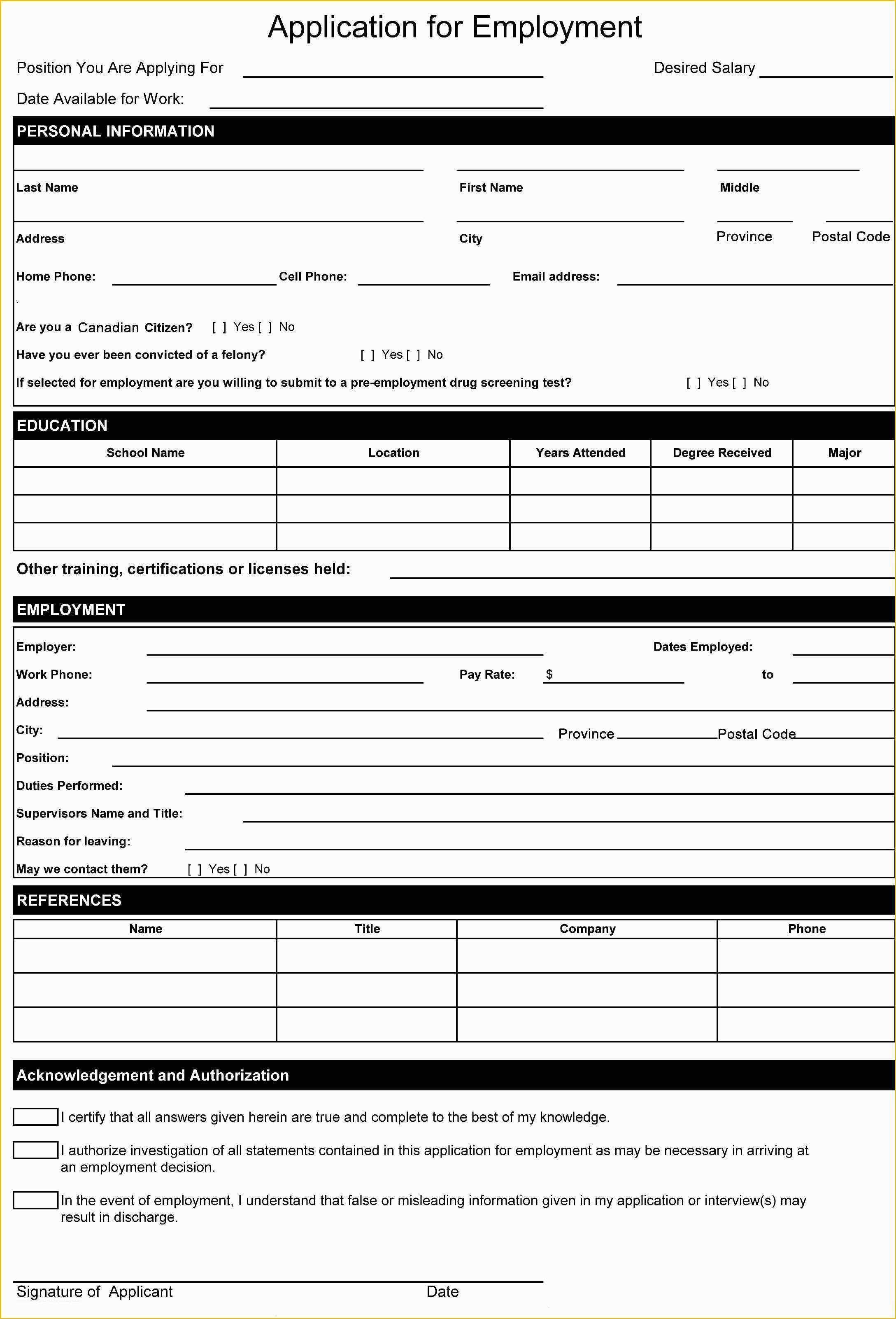 Free Employment Application Template California Of Resume format Word Document