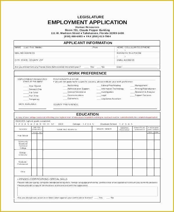 Free Employment Application Template California Of Truck Driver Employment Application form Template Accurate