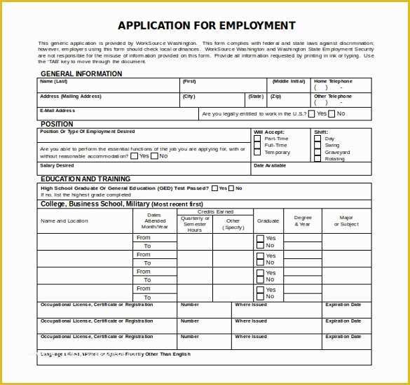 Free Employment Application Template Of 16 Microsoft Word 2010 Application Templates Free