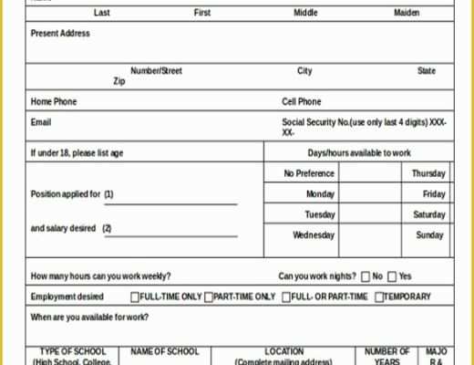 Free Employment Application Template Of 21 Employment Application Templates Pdf Doc