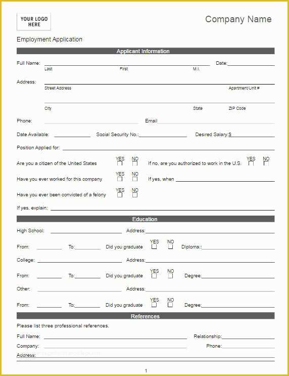 Free Employment Application Template Of 22 Employment Application form Template Free Word Pdf