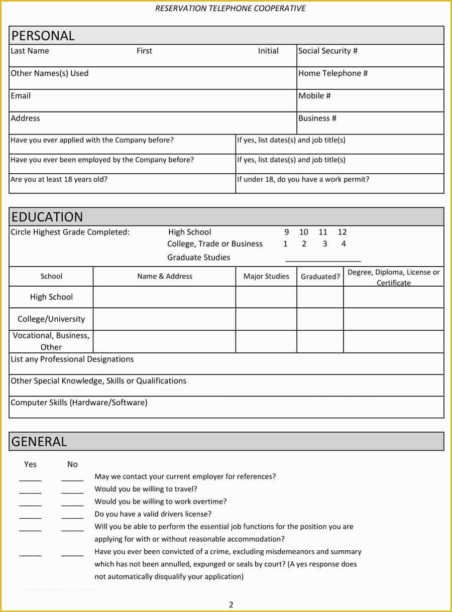Free Employment Application Template Of 50 Free Employment Job Application form Templates