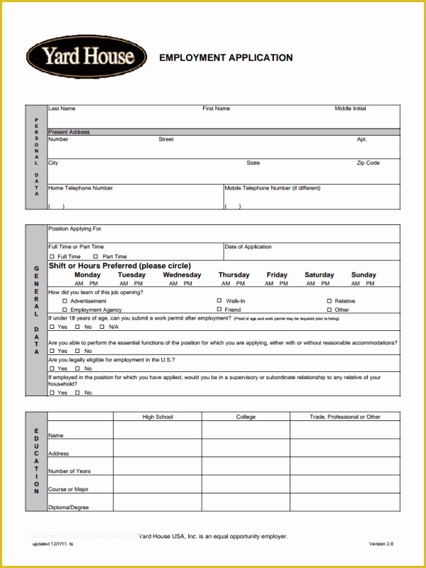 Free Employment Application Template Of Free Printable Job Application form Template form Generic