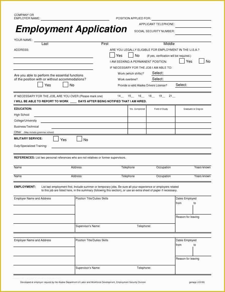 Free Employment Application Template Of Printable Job Application Templates