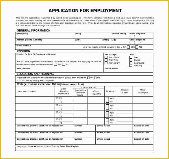 Free Employment Application Template Word Of 16 Microsoft Word 2010 Application Templates Free