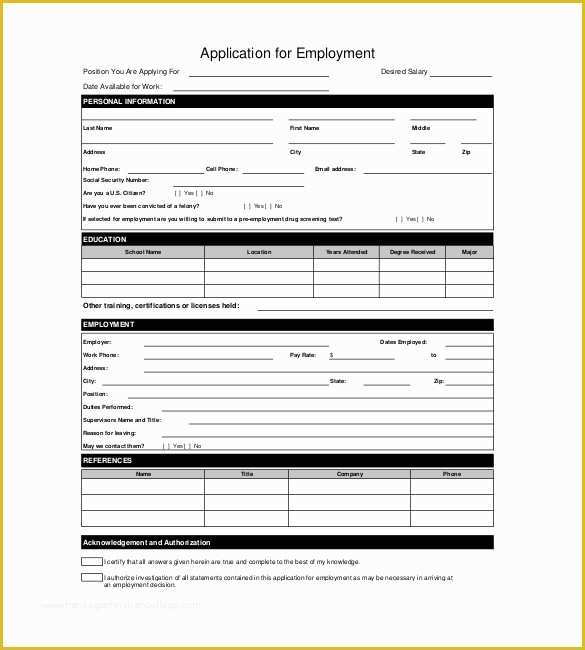 Free Employment Application Template Word Of Application Templates – 20 Free Word Excel Pdf