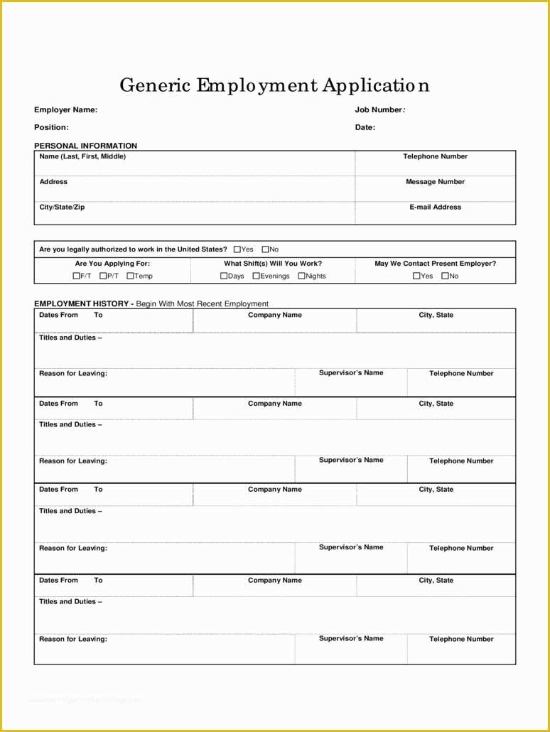Free Employment Application Template Word Of Basic Job Application form Pdf