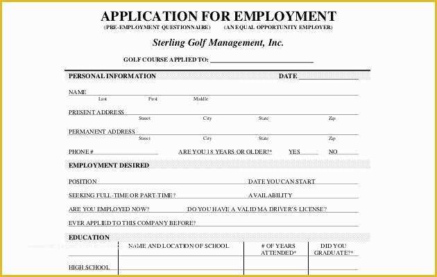 Free Employment Application Template Word Of Employee Application form Templates