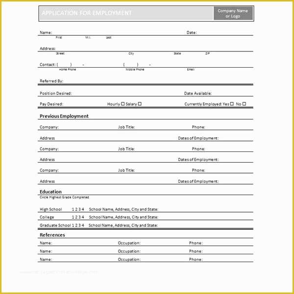 Free Employment Application Template Word Of Four Free Downloadable Job Application Templates