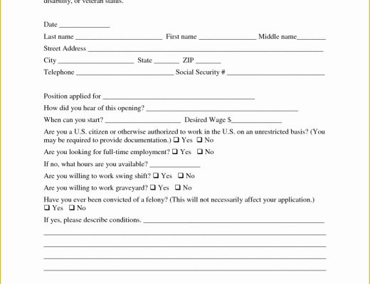 Free Employment Application Template Word Of Free Employment Job Application form Template Sample