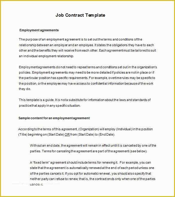 Free Employment Contract Template Word Of 18 Job Contract Templates Word Pages Docs