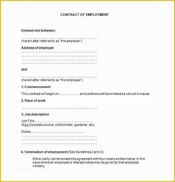 Free Employment Contract Template Word Of 18 Job Contract Templates Word Pages Docs