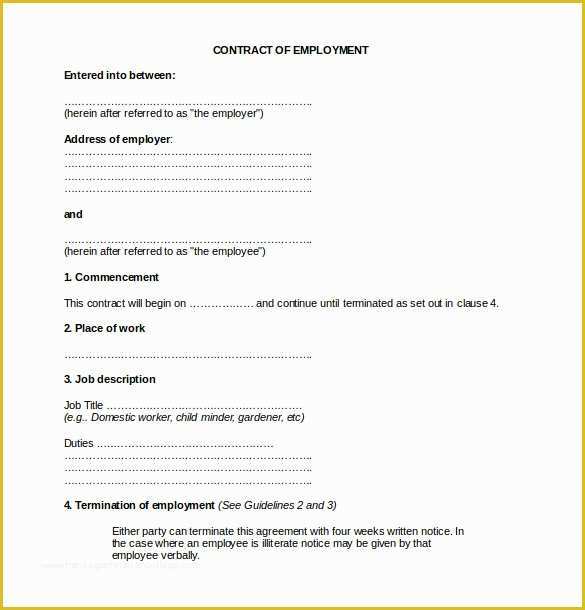 Free Employment Contract Template Word Of 21 Employee Agreement Templates – Word Pdf Apple Pages