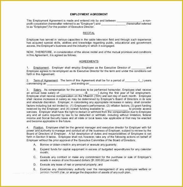 Free Employment Contract Template Word Of 29 Employment Agreement Templates – Free Word Pdf format